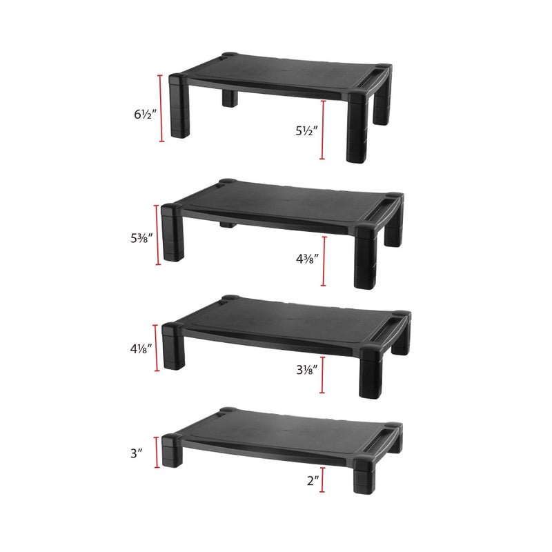 Kantek Extra Wide Single Level Height-Adjustable Monitor/Laptop Stand, 20-Inch Wide x 13.25-Inch Deep x 3 to 6.5-Inch High, Black (MS500) - Image 2